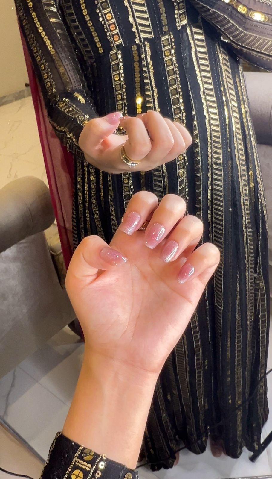 Pink Galaxy Cat Eye Nails (Length - Short) 🩷✨