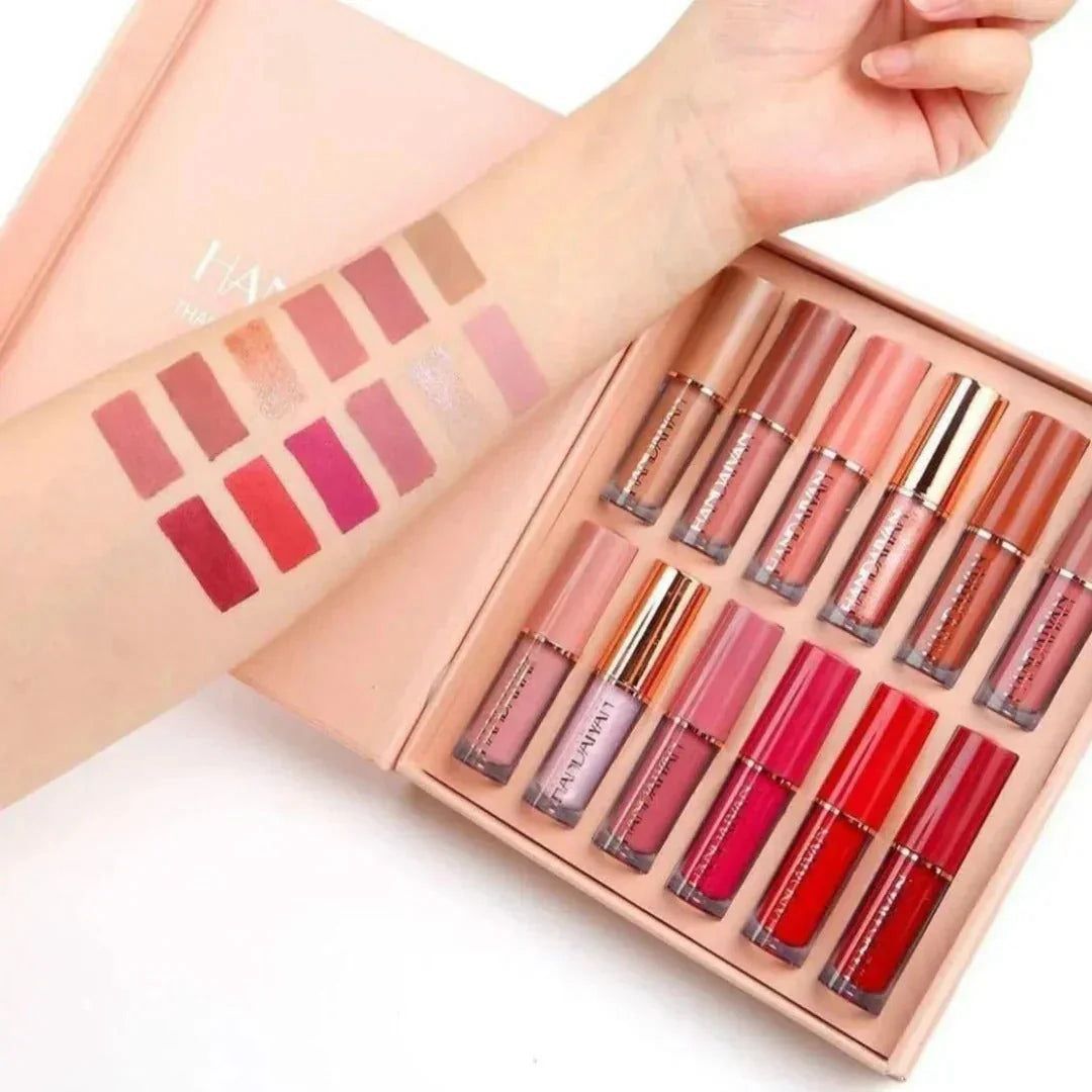 HANDAIYAN Super Glossy 12-Piece Lip Set | Vibrant Colors and Smooth Finish