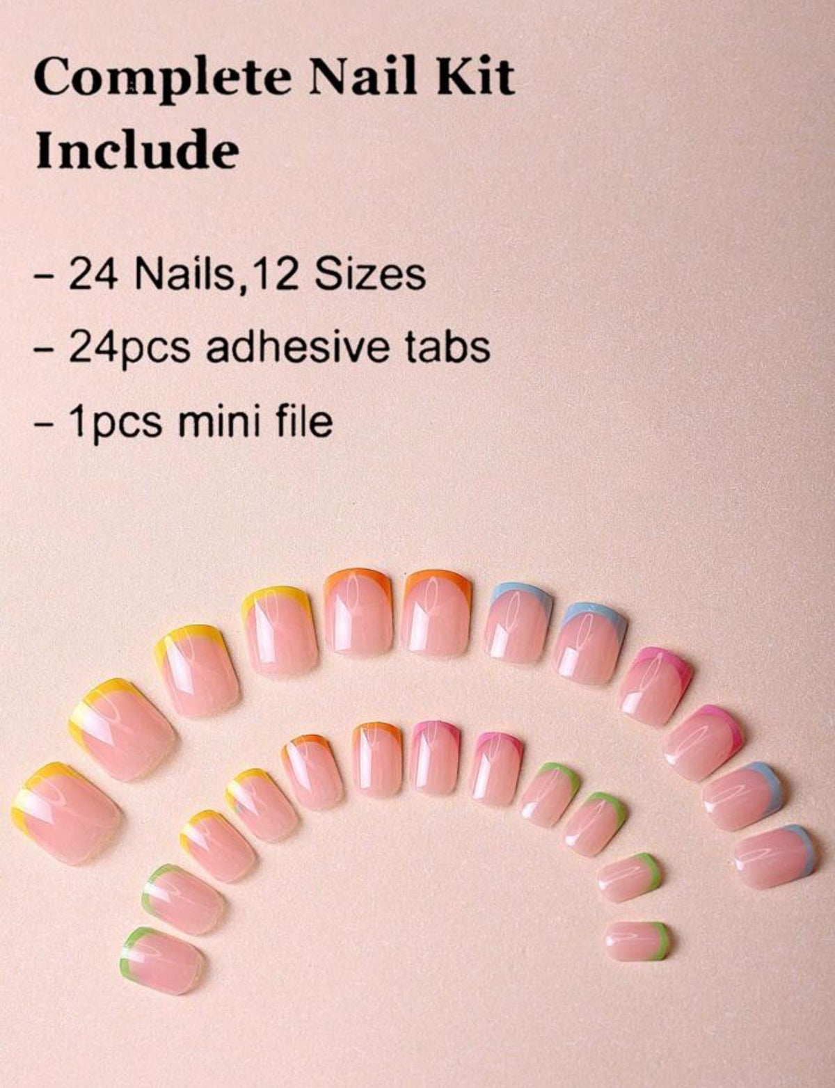 24 Pieces Boxed Almond Shape Pink French Nails