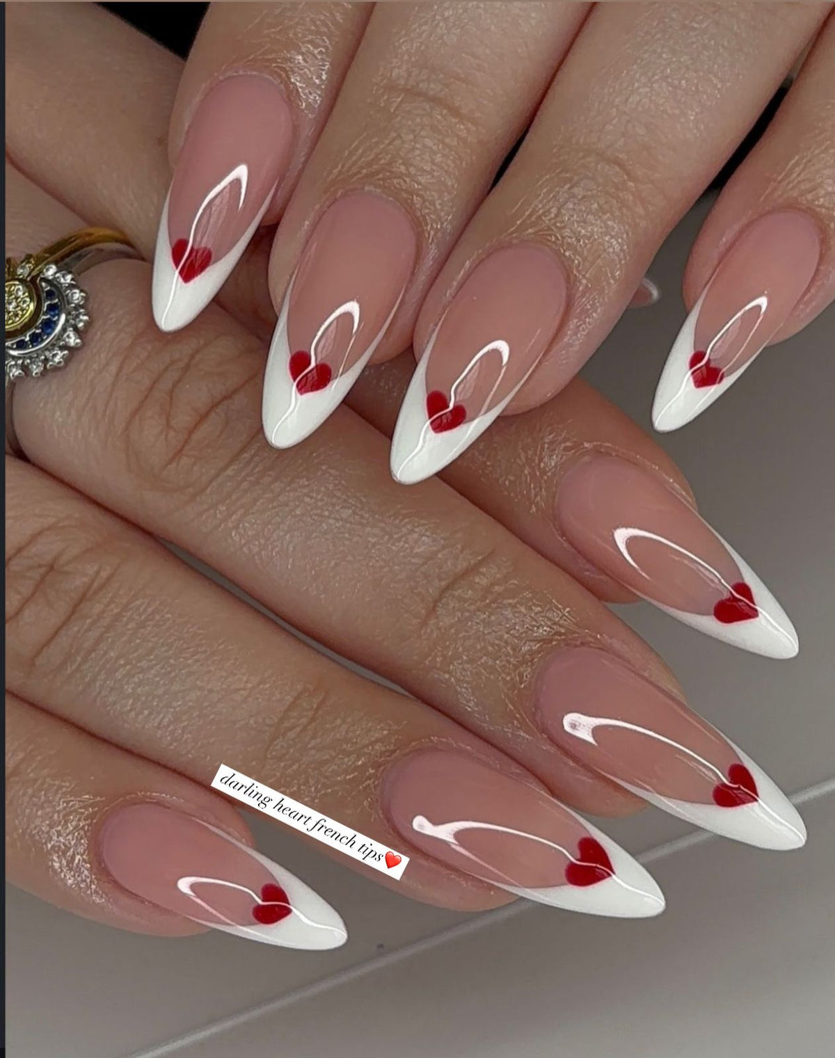 Darling Almond Heart French Tips