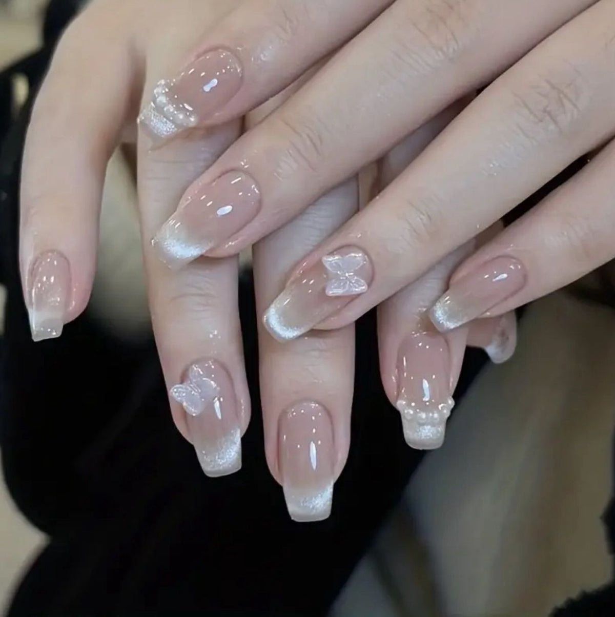 Jade Flutter Butterfly Nails 🤍✨🎀