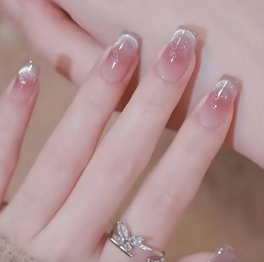 Pink Galaxy Cat Eye Nails (Length - Short) 🩷✨