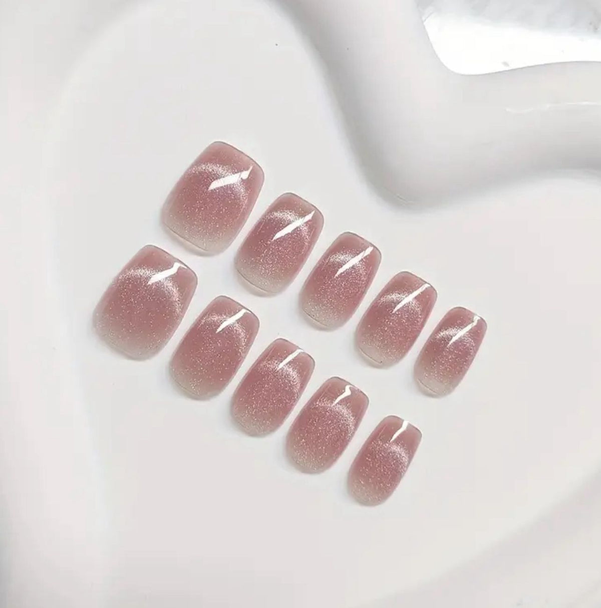 Pink Galaxy Cat Eye Nails (Length - Short) 🩷✨