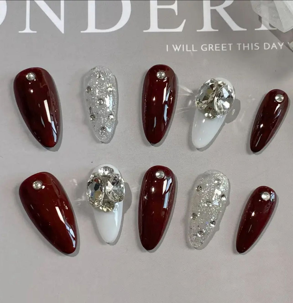 Luxury Maroon Wedding Nails ♥️✨