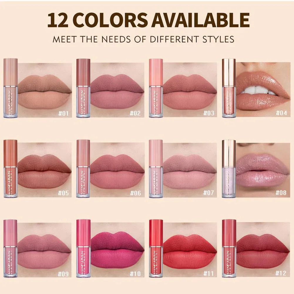 HANDAIYAN Super Glossy 12-Piece Lip Set | Vibrant Colors and Smooth Finish